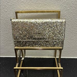 Kate Spade ♠️ Gold Glitter Clutch, Storybook Lining- Pre-Loved.